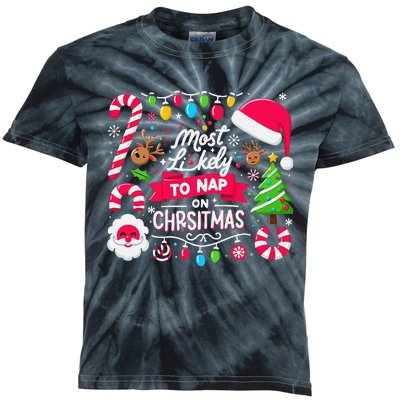 Matching For Family Most Likely To Nap On Christmas Cool Kids Tie-Dye T-Shirt