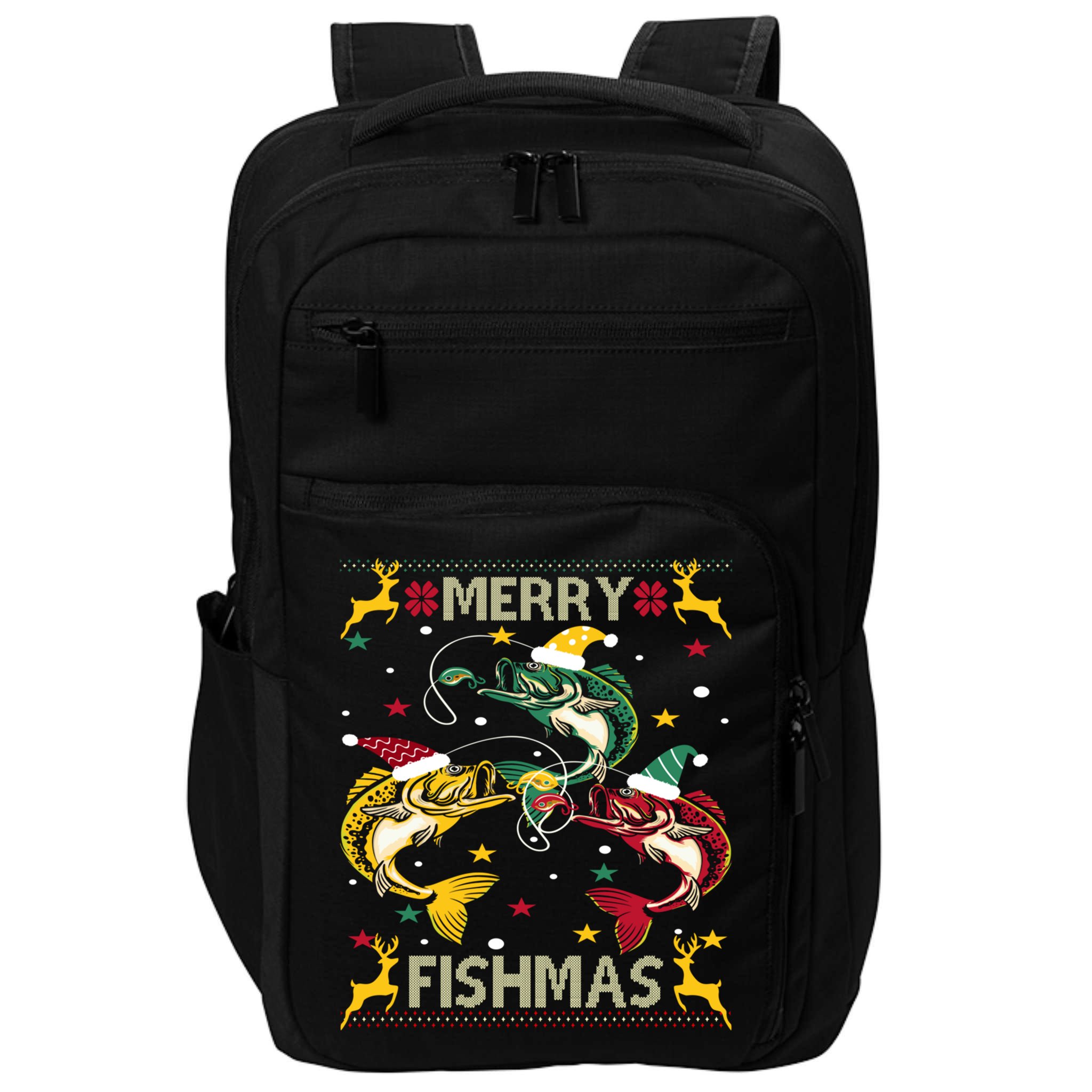 Merry Fishmas Fish Fishing Xmas Christmas Gift Impact Tech Backpack