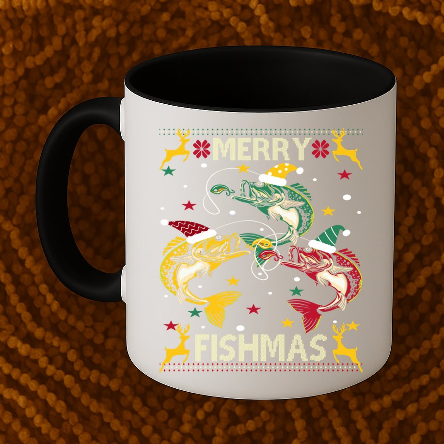 Merry Fishmas Fish Fishing Xmas Christmas Gift Mug