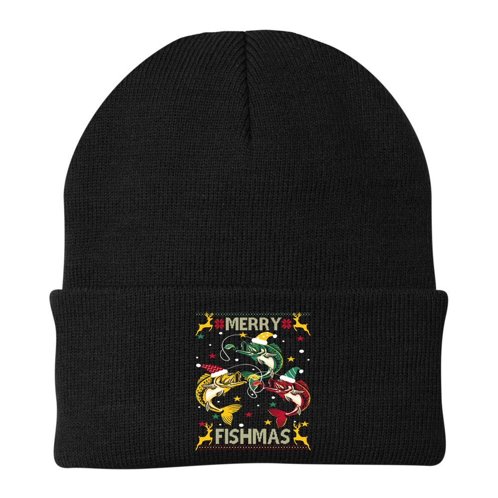Merry Fishmas Fish Fishing Xmas Christmas Gift Beanie