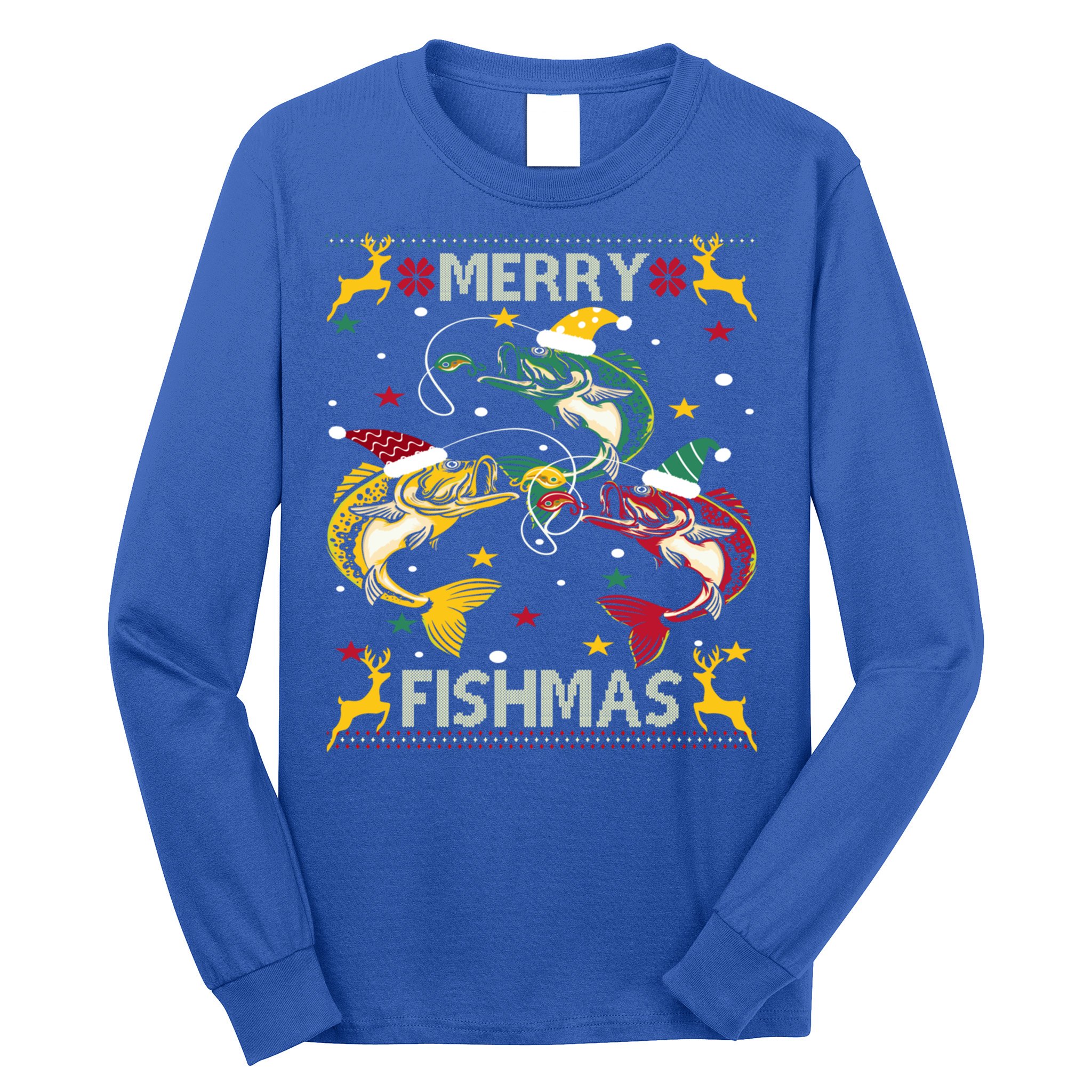 Merry Fishmas Fish Fishing Xmas Christmas Gift Long Sleeve Shirt