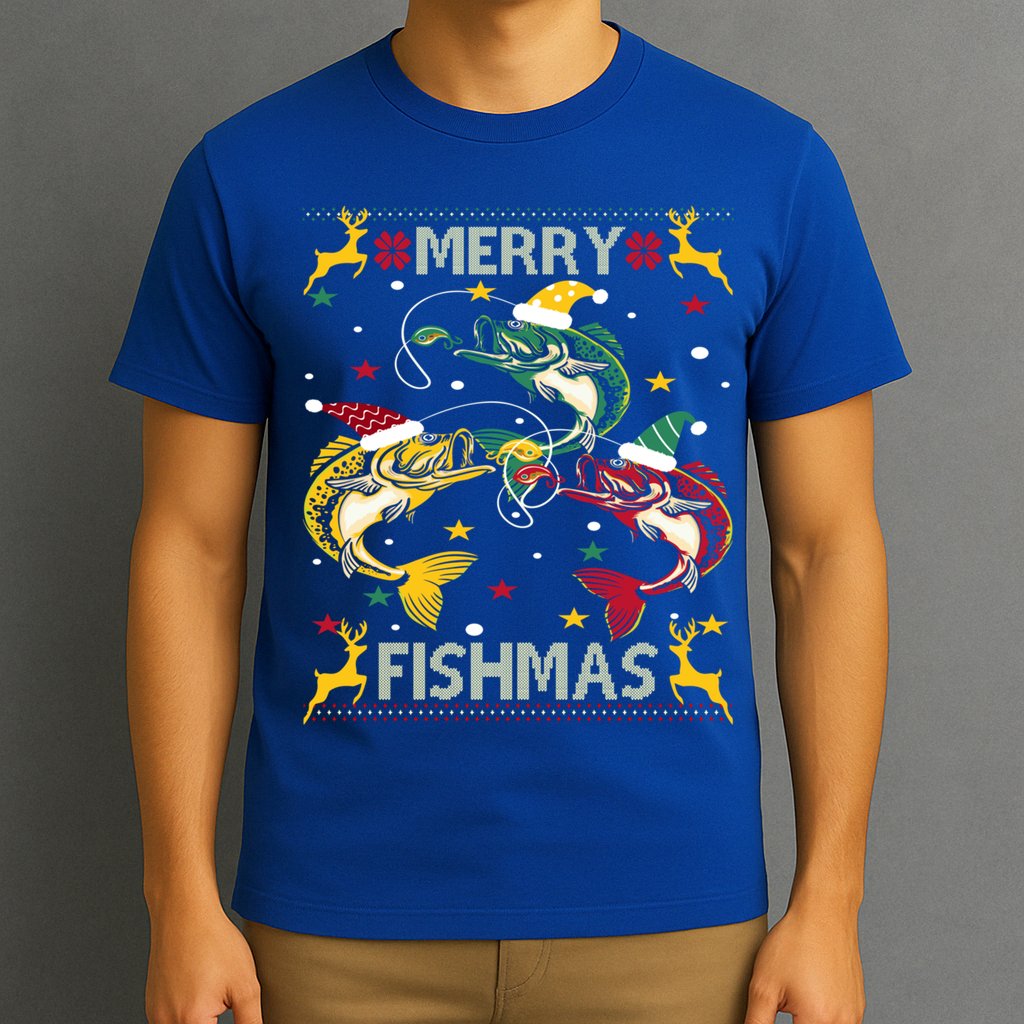 Merry Fishmas Fish Fishing Xmas Christmas Gift T-Shirt