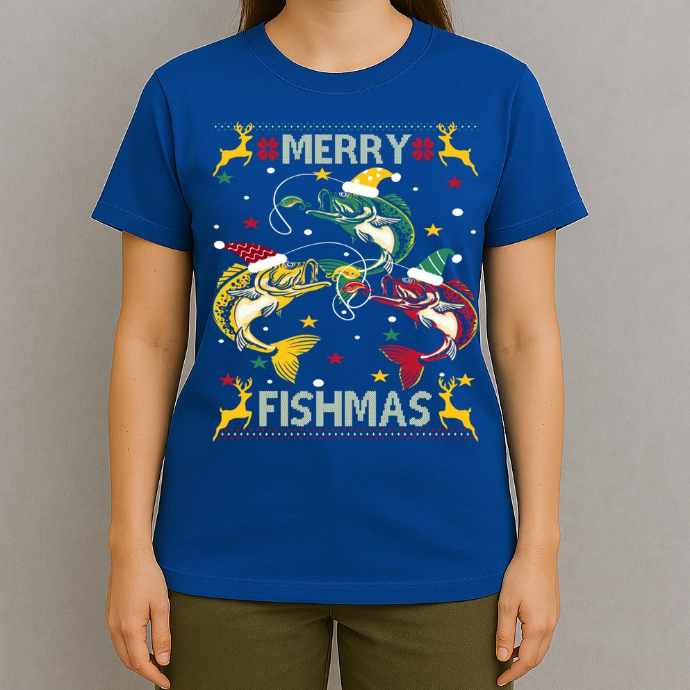 Merry Fishmas Fish Fishing Xmas Christmas Gift T-Shirt