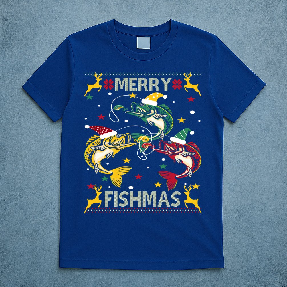 Merry Fishmas Fish Fishing Xmas Christmas Gift T-Shirt