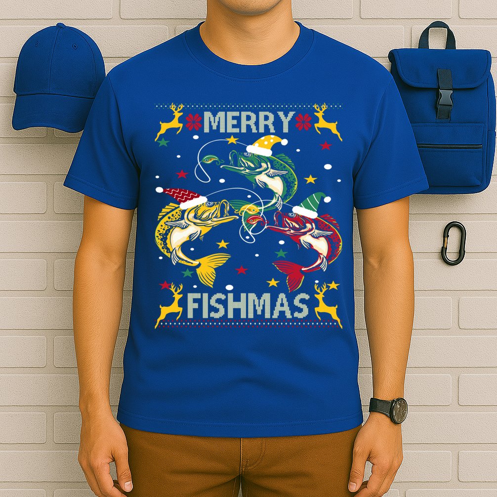 Merry Fishmas Fish Fishing Xmas Christmas Gift T-Shirt