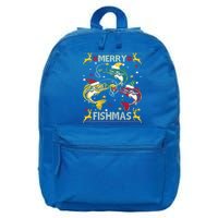 Merry Fishmas Fish Fishing Xmas Christmas Gift 16 in Basic Backpack