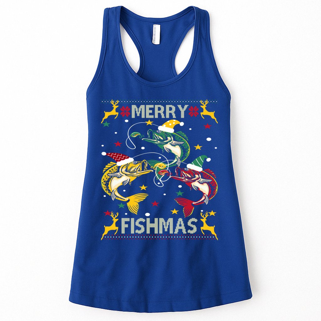Merry Fishmas Fish Fishing Xmas Christmas Gift Womens Tank Top