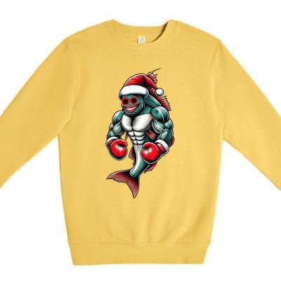 Merry Fishmas Fishing Santa Fish Boxing For Fitness Fans Gift Premium Crewneck Sweatshirt