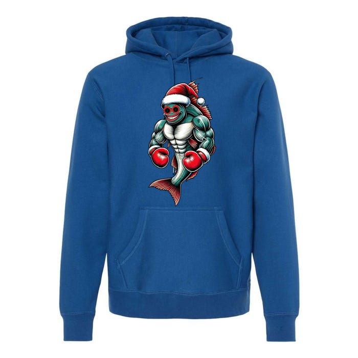 Merry Fishmas Fishing Santa Fish Boxing For Fitness Fans Gift Premium Hoodie