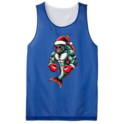 Merry Fishmas Fishing Santa Fish Boxing For Fitness Fans Gift Mesh Reversible Basketball Jersey Tank