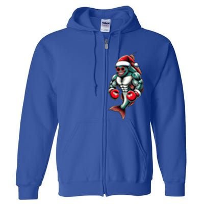 Merry Fishmas Fishing Santa Fish Boxing For Fitness Fans Gift Full Zip Hoodie