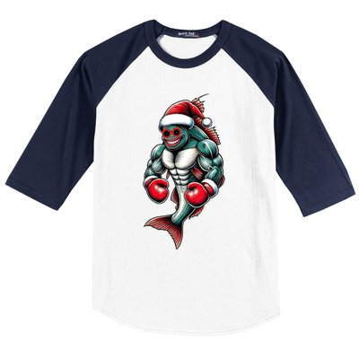 Merry Fishmas Fishing Santa Fish Boxing For Fitness Fans Gift Baseball Sleeve Shirt