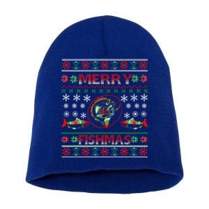 Merry Fishmas Funny Fish Fishing Fisher Ugly Christmas Gift Short Acrylic Beanie