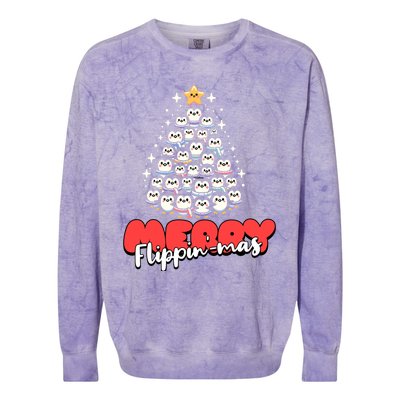 Merry FlippinMas Funny Penguins Christmas Tree Great Gift Colorblast Crewneck Sweatshirt