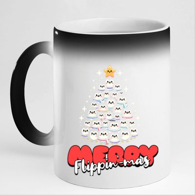 Merry FlippinMas Funny Penguins Christmas Tree Great Gift 11oz Black Color Changing Mug