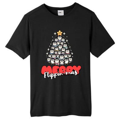 Merry FlippinMas Funny Penguins Christmas Tree Great Gift Tall Fusion ChromaSoft Performance T-Shirt