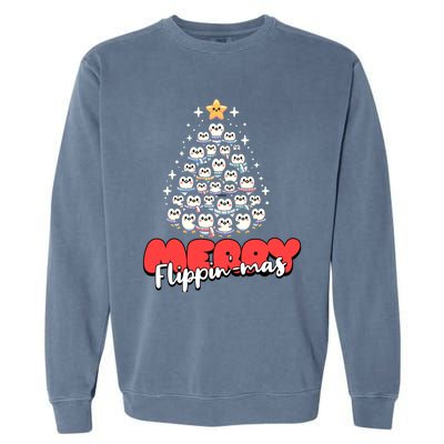 Merry FlippinMas Funny Penguins Christmas Tree Great Gift Garment-Dyed Sweatshirt