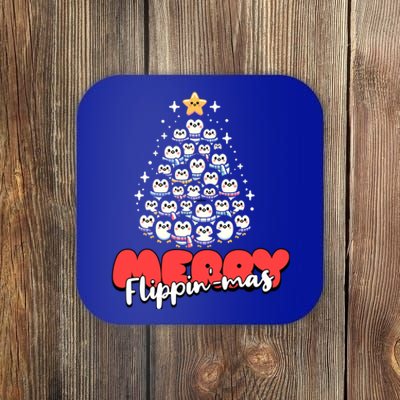 Merry FlippinMas Funny Penguins Christmas Tree Great Gift Coaster