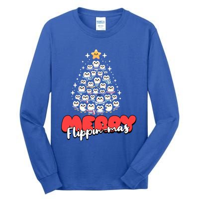 Merry FlippinMas Funny Penguins Christmas Tree Great Gift Tall Long Sleeve T-Shirt