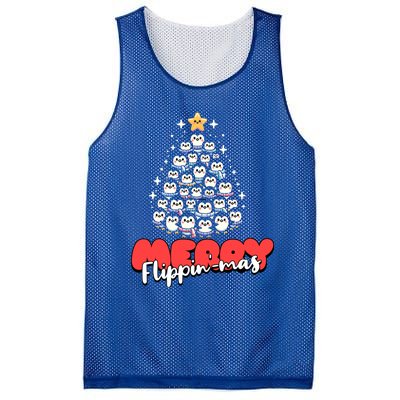 Merry FlippinMas Funny Penguins Christmas Tree Great Gift Mesh Reversible Basketball Jersey Tank