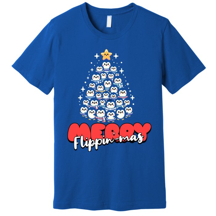 Merry FlippinMas Funny Penguins Christmas Tree Great Gift Premium T-Shirt