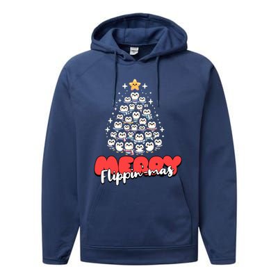 Merry FlippinMas Funny Penguins Christmas Tree Great Gift Performance Fleece Hoodie