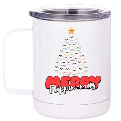 Merry FlippinMas Funny Penguins Christmas Tree Great Gift 12 oz Stainless Steel Tumbler Cup