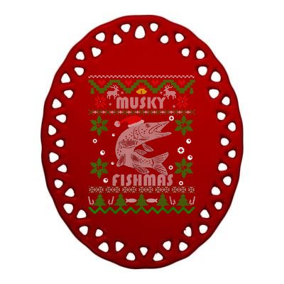 Merry Fishmas Funny Fish Fishing Fisher Ugly Christmas Gift Ceramic Oval Ornament