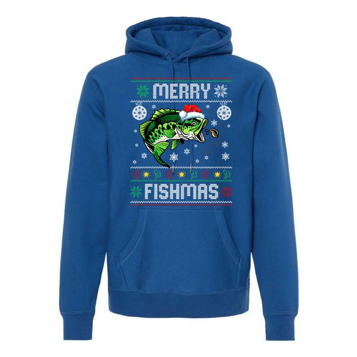 Merry Fishmas Funny Fish Fishing Fisher Ugly Christmas Funny Gift Premium Hoodie