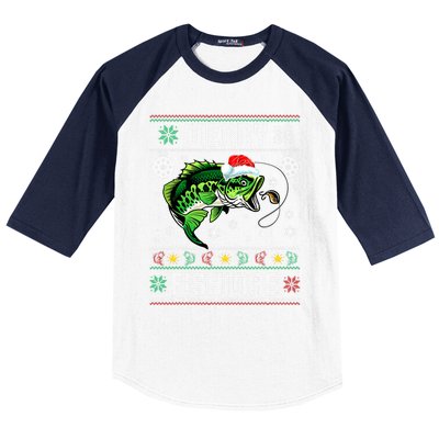 Merry Fishmas Funny Fish Fishing Fisher Ugly Christmas Funny Gift Baseball Sleeve Shirt