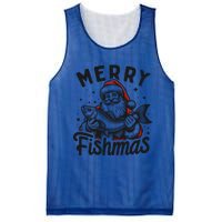 Merry Fishmas Funny Santa Fish Fishing Christmas Fisher Gift Mesh Reversible Basketball Jersey Tank