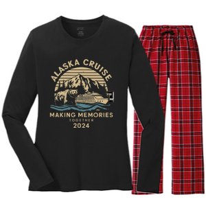 Matching Family Friends And Group Alaska Cruise 2024 Women's Long Sleeve Flannel Pajama Set 