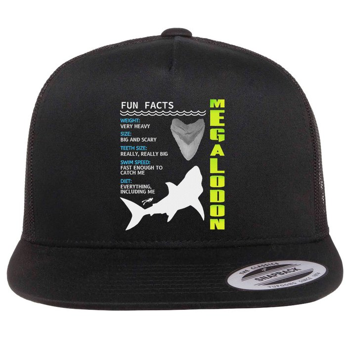 Megalodon Fun Facts Flat Bill Trucker Hat