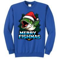 Merry Fishmas Funny Christmas Fish Holiday Fishing Santa Hat Cool Gift Sweatshirt