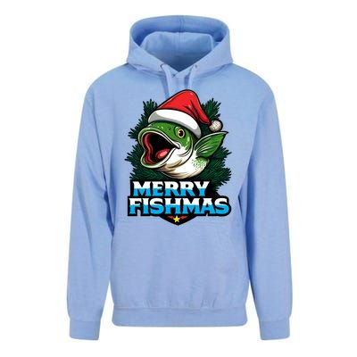 Merry Fishmas Funny Christmas Fish Holiday Fishing Santa Hat Cool Gift Unisex Surf Hoodie