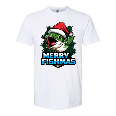 Merry Fishmas Funny Christmas Fish Holiday Fishing Santa Hat Cool Gift Softstyle CVC T-Shirt