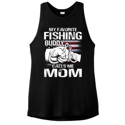 My Favorite Fishing Buddy Calls Me Mom Gift Ladies PosiCharge Tri-Blend Wicking Tank