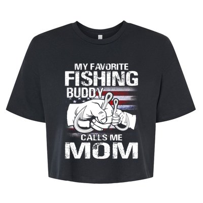 My Favorite Fishing Buddy Calls Me Mom Gift Bella+Canvas Jersey Crop Tee