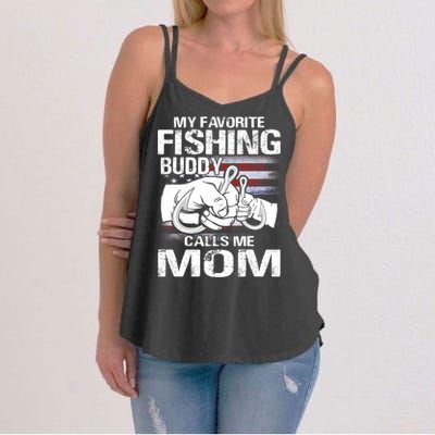 My Favorite Fishing Buddy Calls Me Mom Gift Women's Strappy Tank