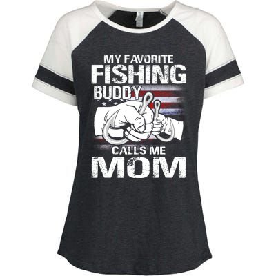 My Favorite Fishing Buddy Calls Me Mom Gift Enza Ladies Jersey Colorblock Tee