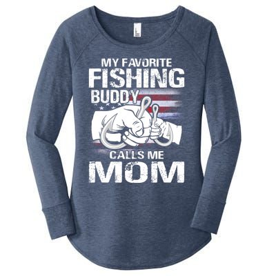 My Favorite Fishing Buddy Calls Me Mom Gift Women's Perfect Tri Tunic Long Sleeve Shirt