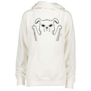 Middle Finger Funny Cute Dog Womens Funnel Neck Pullover Hood