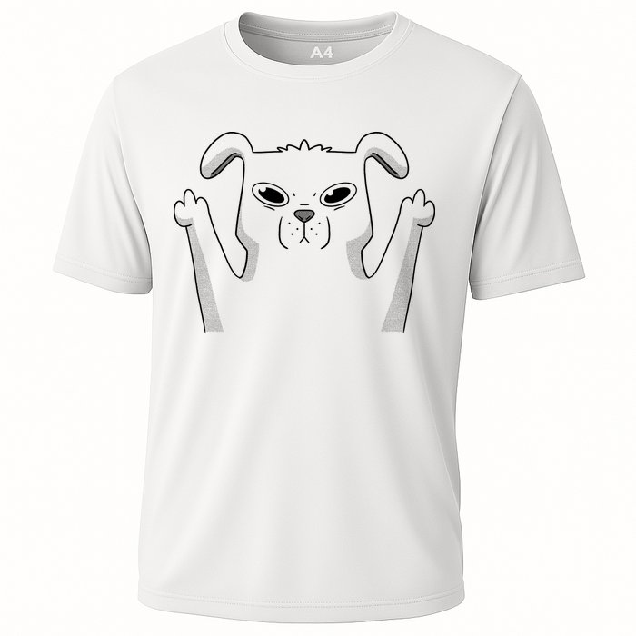 Middle Finger Funny Cute Dog Cooling Performance Crew T-Shirt