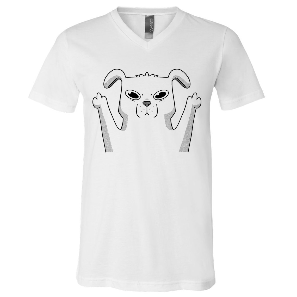Middle Finger Funny Cute Dog V-Neck T-Shirt