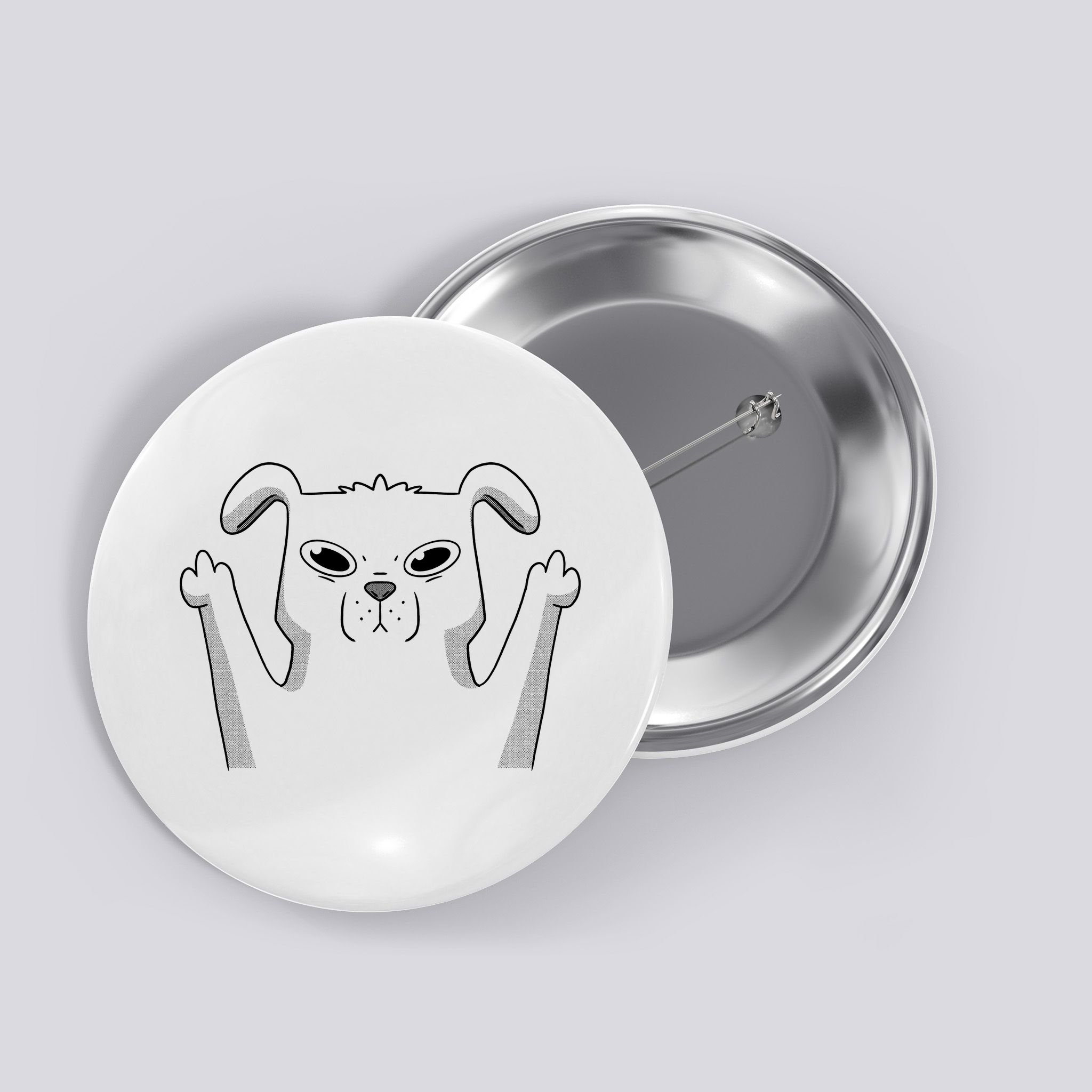 Middle Finger Funny Cute Dog Button