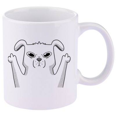 Middle Finger Funny Cute Dog 11oz C Handle Ceramic Mug