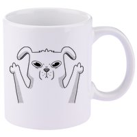 Middle Finger Funny Cute Dog 11oz C Handle Ceramic Mug