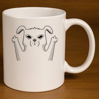 Middle Finger Funny Cute Dog 11oz C Handle Ceramic Mug