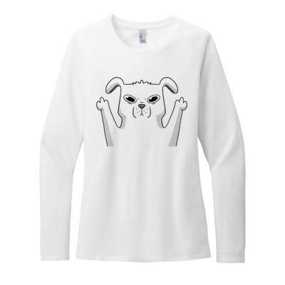 Middle Finger Funny Cute Dog Womens CVC Long Sleeve Shirt