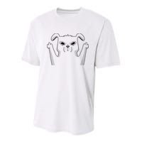 Middle Finger Funny Cute Dog Youth Performance Sprint T-Shirt